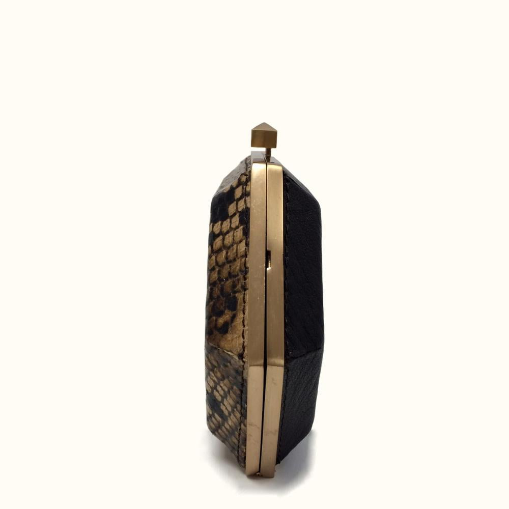 Be & D Snake Embossed Leather Clutch