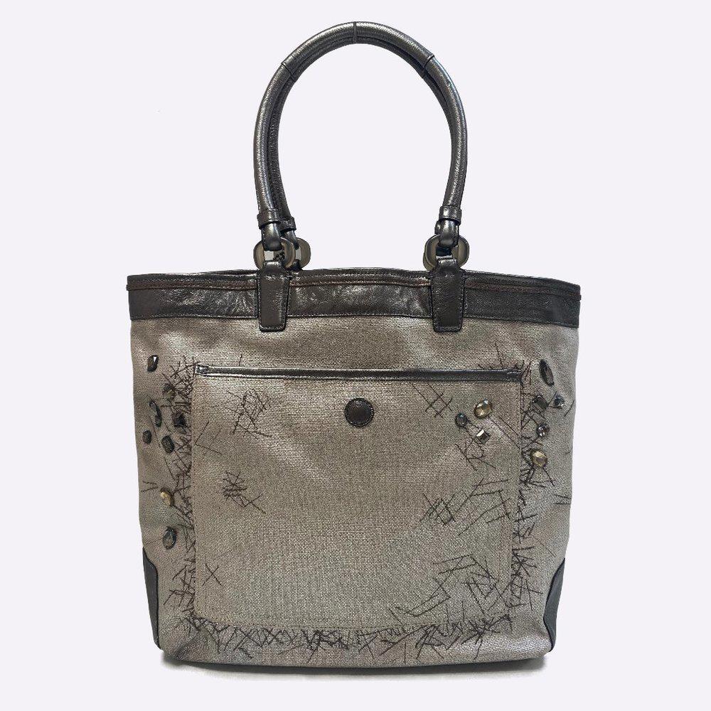 Coach 17022 Audrey Editorial Jeweled Silver Tote