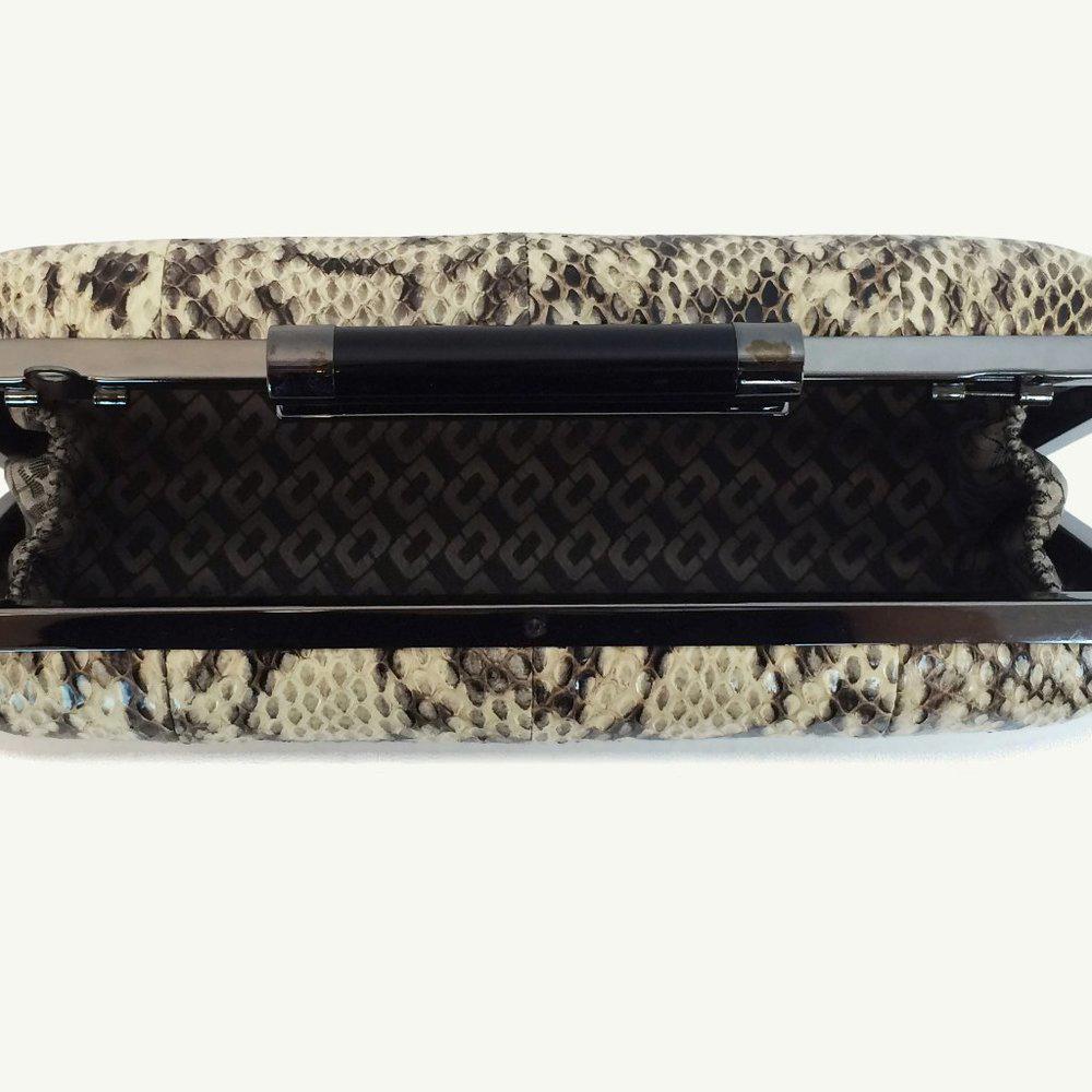 DVF Tonda Miniaudiere Snakeskin Embossed Clutch