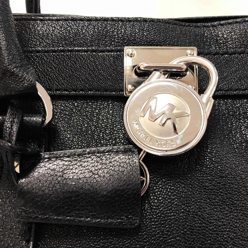 Michael Kors Hamilton Black Leather Satchel
