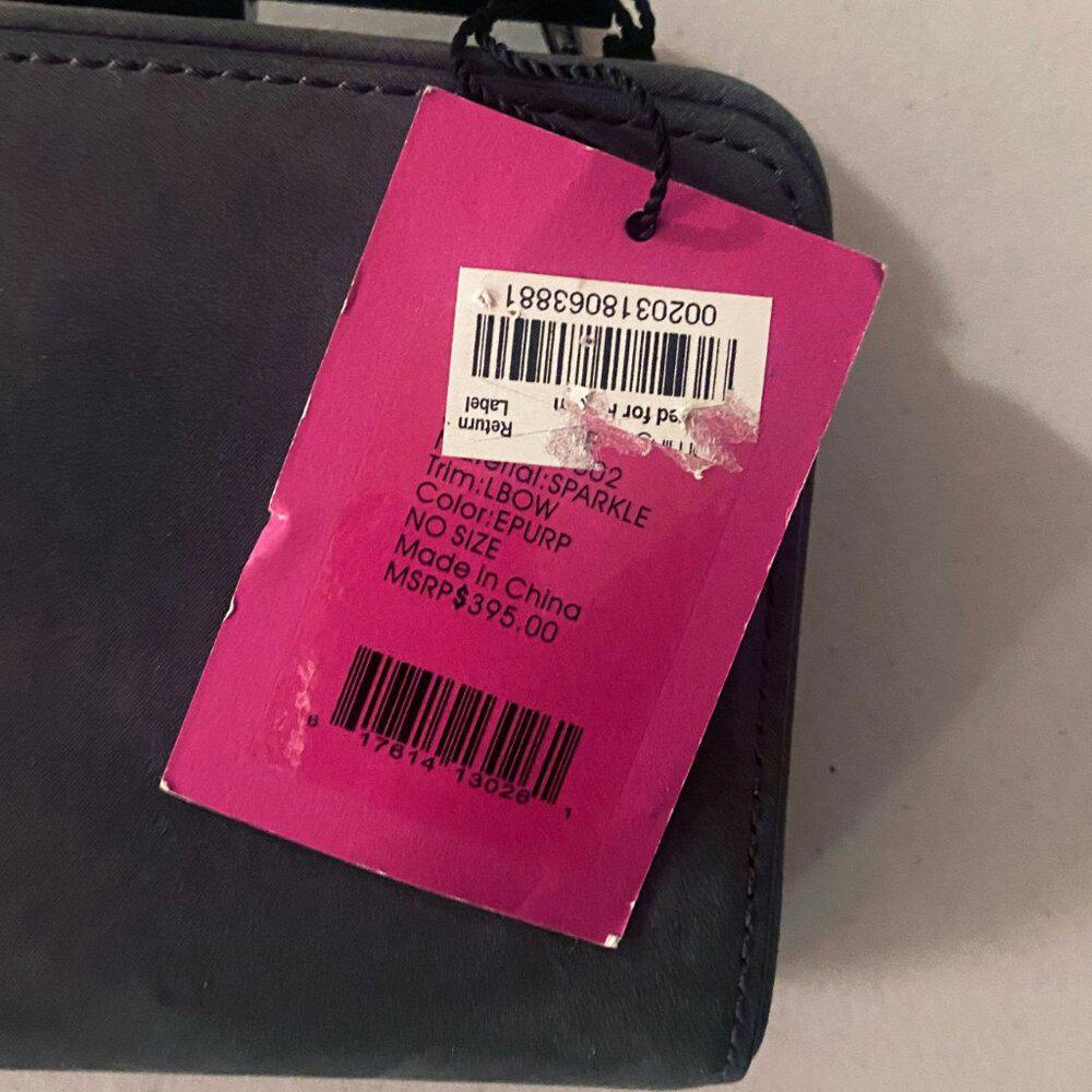 Judith Leiber Overture Carrie Clutch Evening Purple Suede Leather Bag