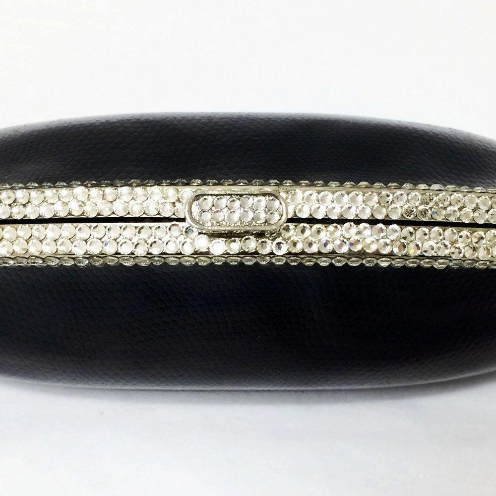 La Regale Diamond Studded Dome Leather Clutch
