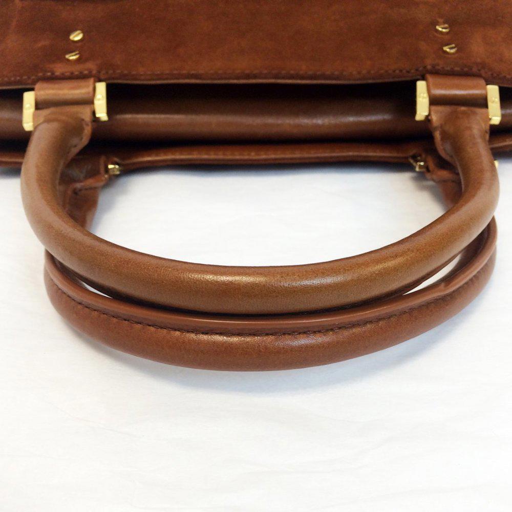 Tory Burch Mae Suede Leather Chestnut Satchel Bag