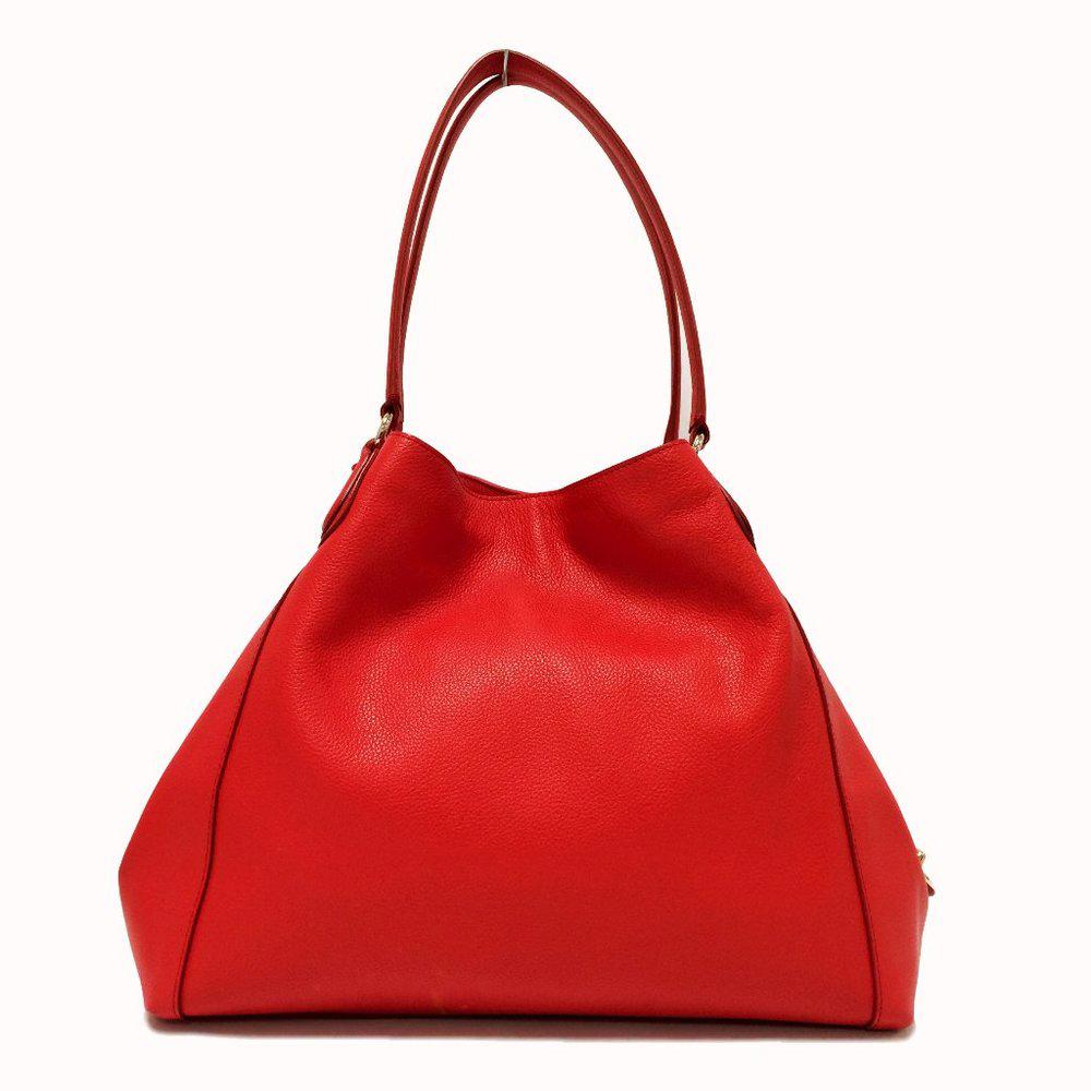 COACH 33547 Edie Pebbled Leather Coral Bag