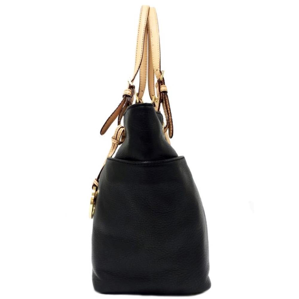MICHAEL KORS Jet Set Top Zip Black Leather Bag