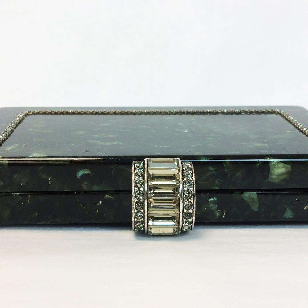 Judith Leiber Alia Emerald Resin Clutch