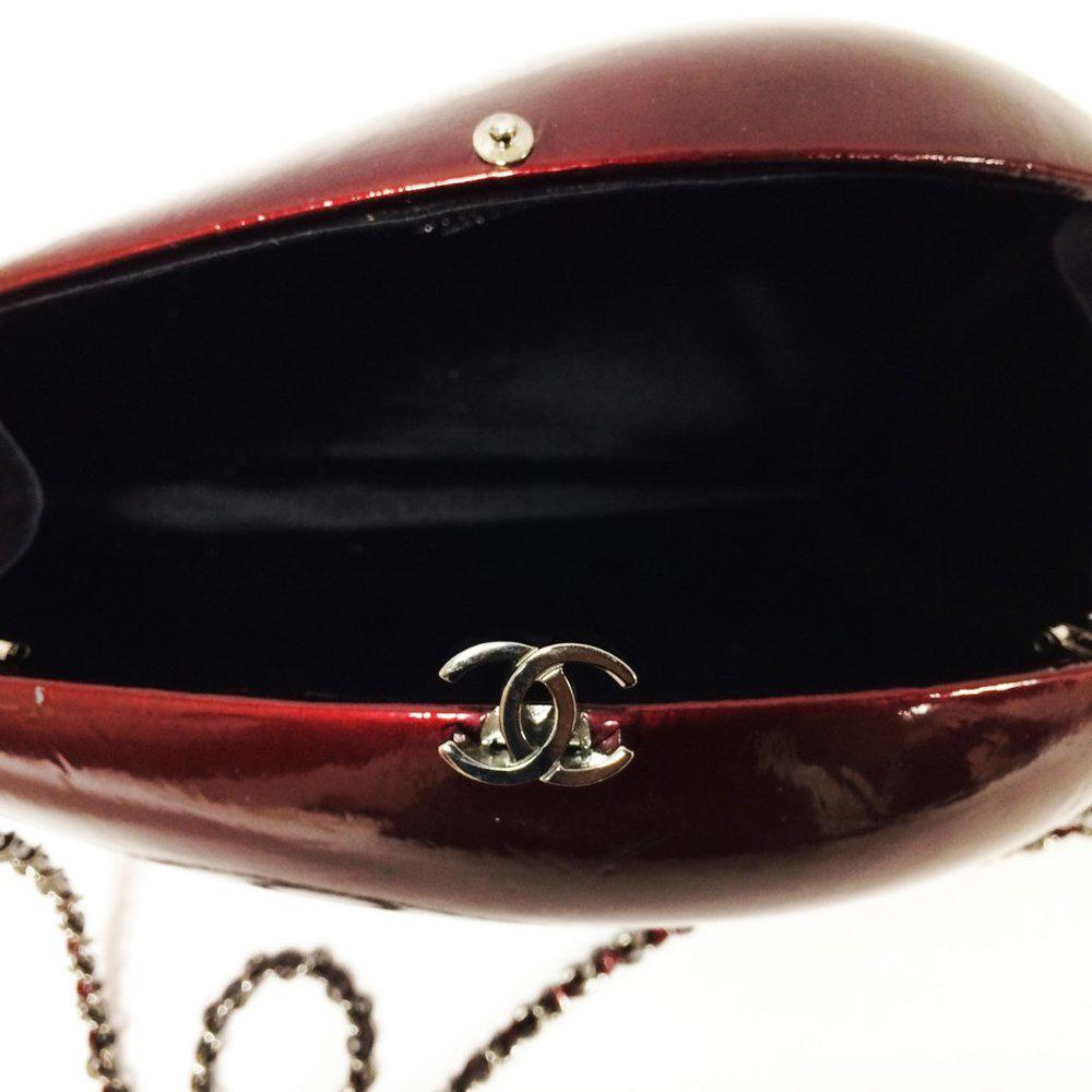 CHANEL Bordeaux Patent Leather Clutch Bag