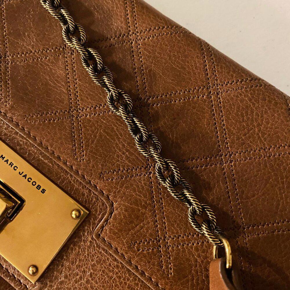 Marc Jacobs Quilted Brown Envelope Clutch Bag