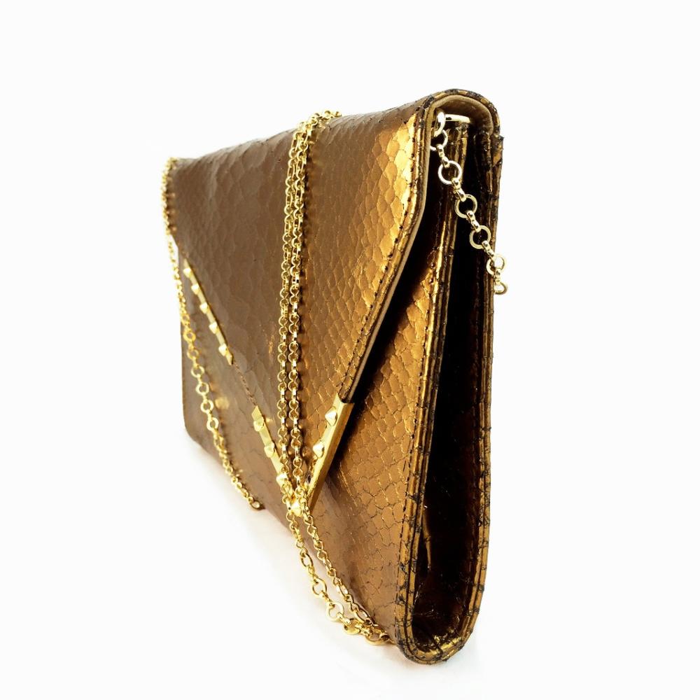 BE & D Snake Embossed Leather Clutch