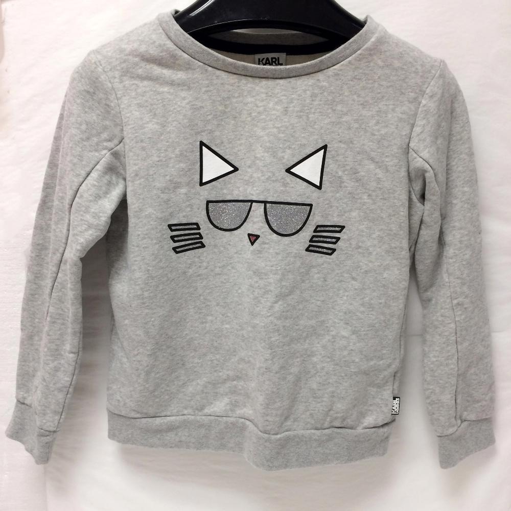 Karl Lagerfield Kids Girl Cotton Grey Cat Pullover