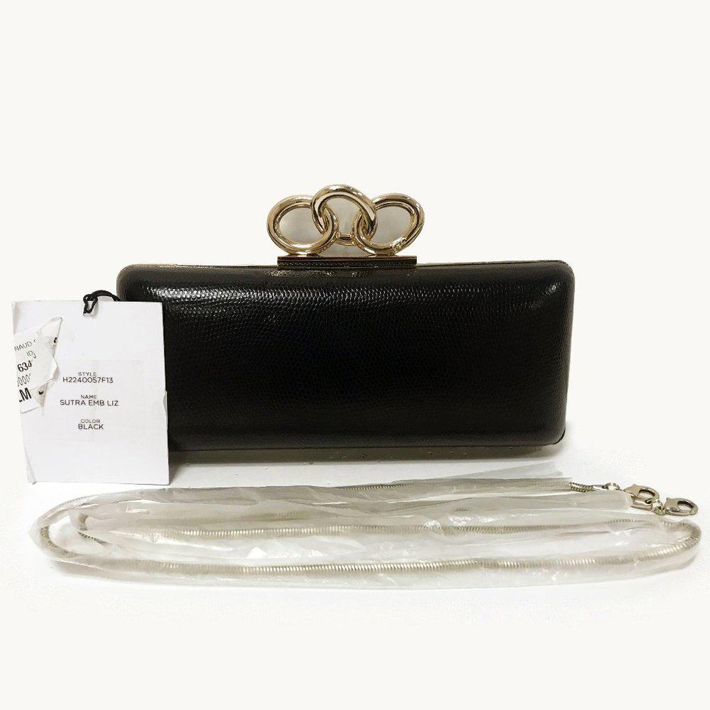DVF Sutra Embossed Black Clutch