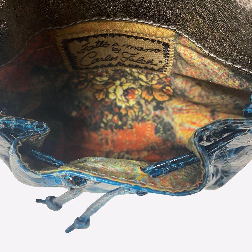 Carlos Falchi Blue Fatto Amano Butterfly Crossbody