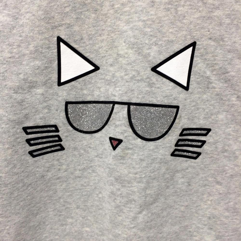 Karl Lagerfield Kids Girl Cotton Grey Cat Pullover
