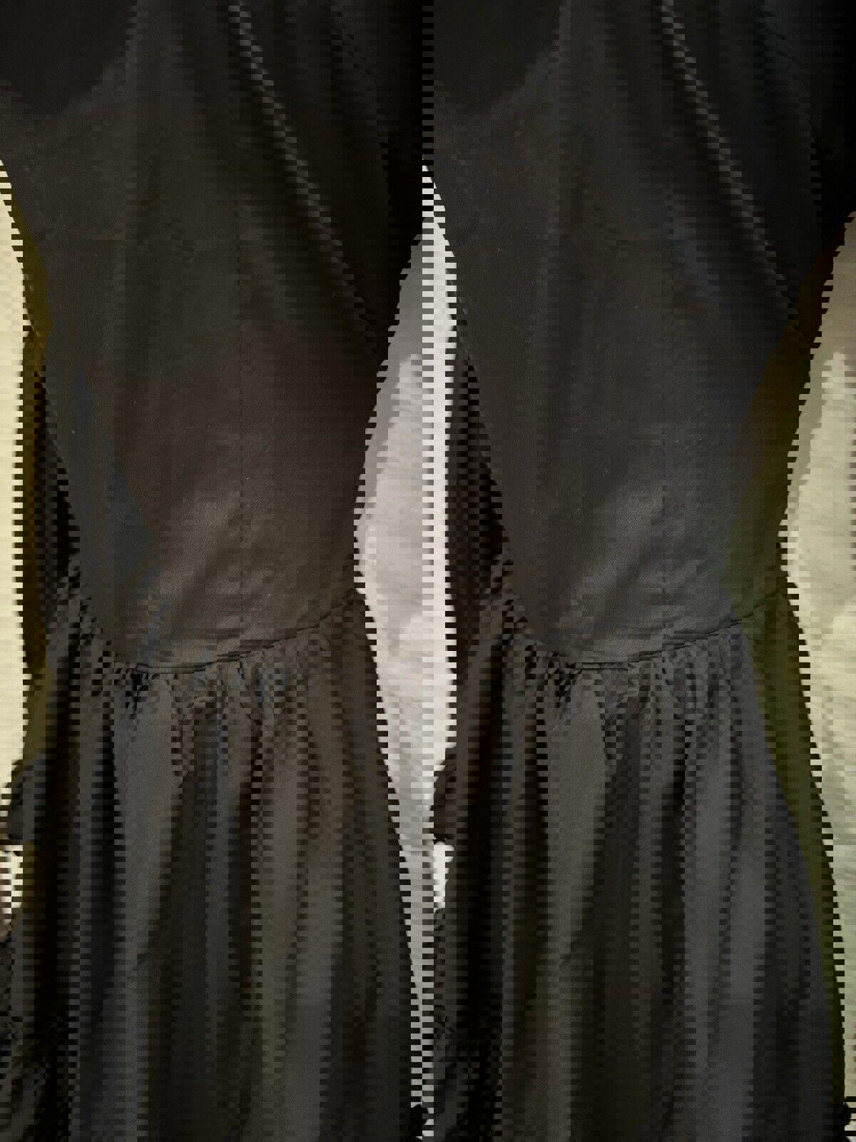 Goth Lolita Black And White Dress Cute With Bow Tiered With Ruffles Long Sleeve