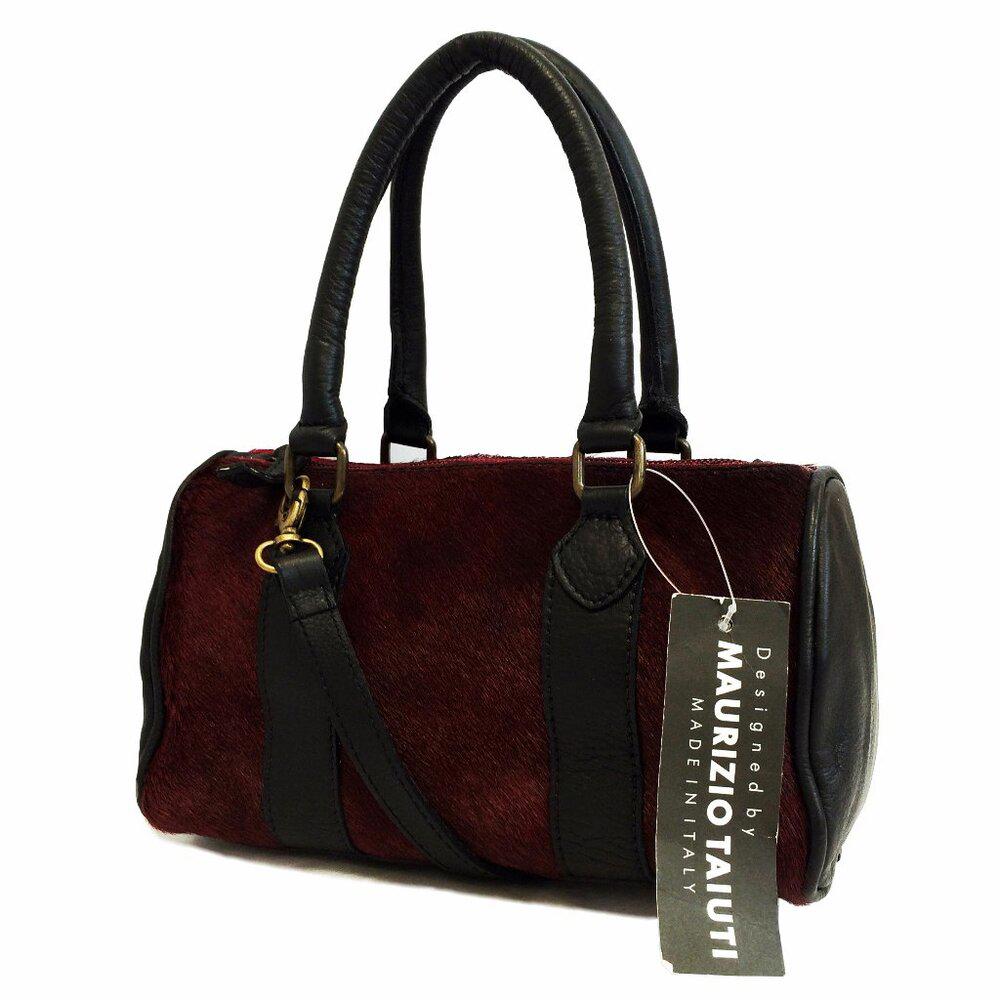 Maurizio Taiuti Red Calf Hair Satchel Bag