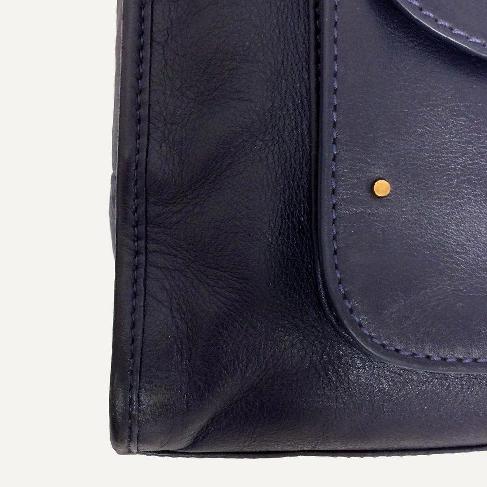 Tory Burch Priscilla Navy Blue Leather Bag