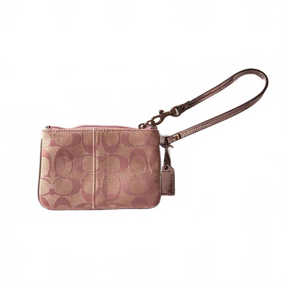 COACH F42251 Pink Signature Strap Wristlet
