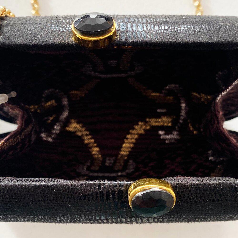 Kotur Burma Black Miniaudiere Convertible Clutch Bag