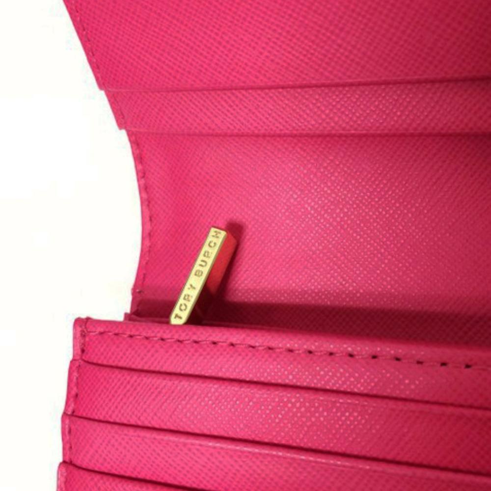 Tory Burch Robinson Pink Saffiano Leather Wallet