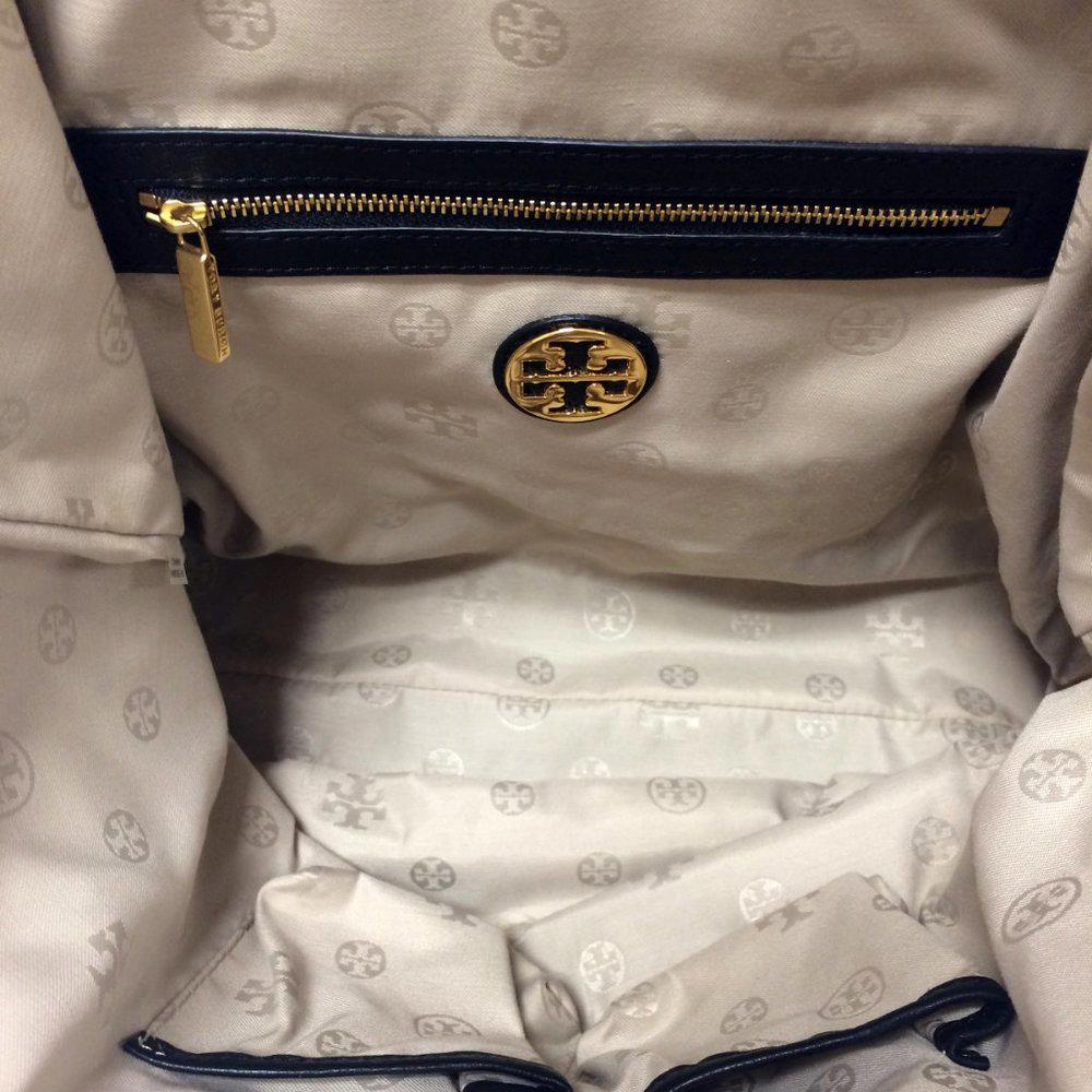 Tory Burch Stacked Double -T Black Leather Bag