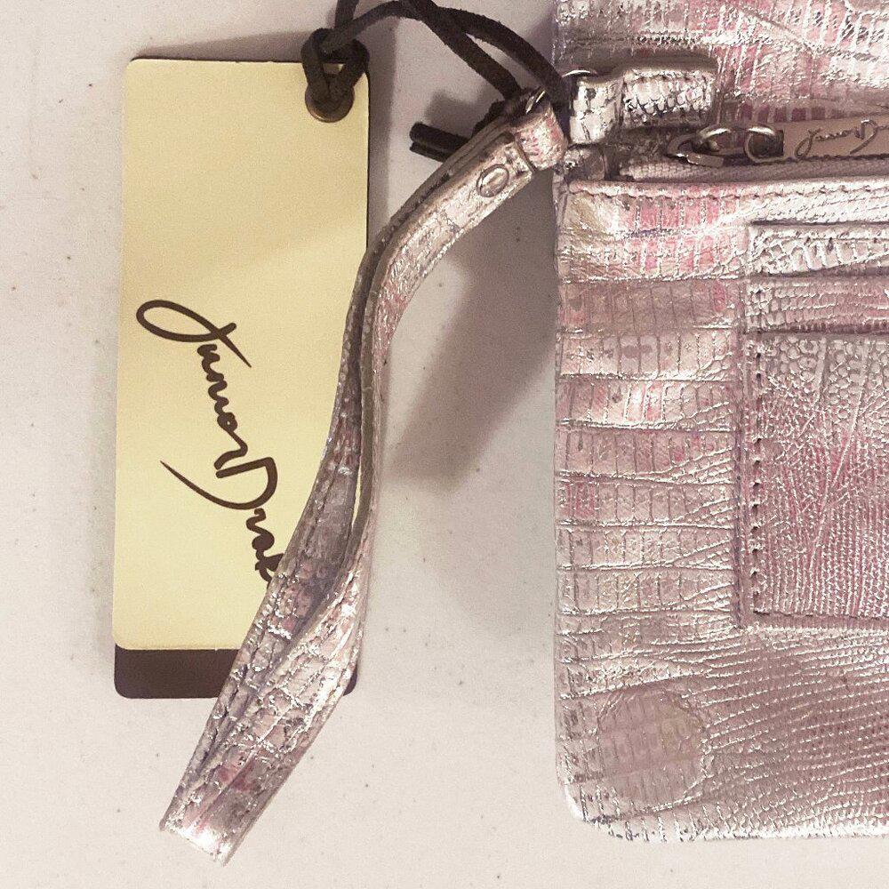 Junior Drake Wendy Embossed Silver Clutch Bag