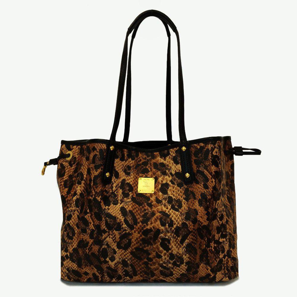 MCM Project Shopper Visetos Leopard Print Tote