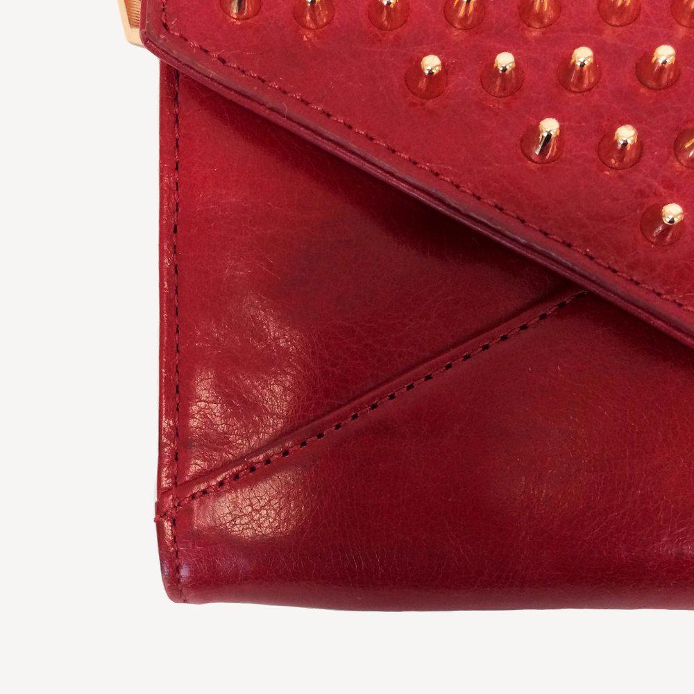 Rebecca Minkoff Red Leather Studded Chain Wallet