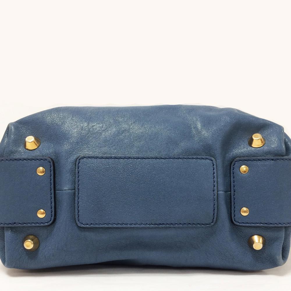 CHLOE Angie Fjord Blue Leather Satchel Bag