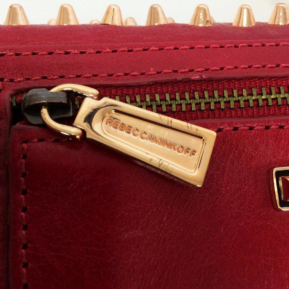 Rebecca Minkoff Red Leather Studded Chain Wallet
