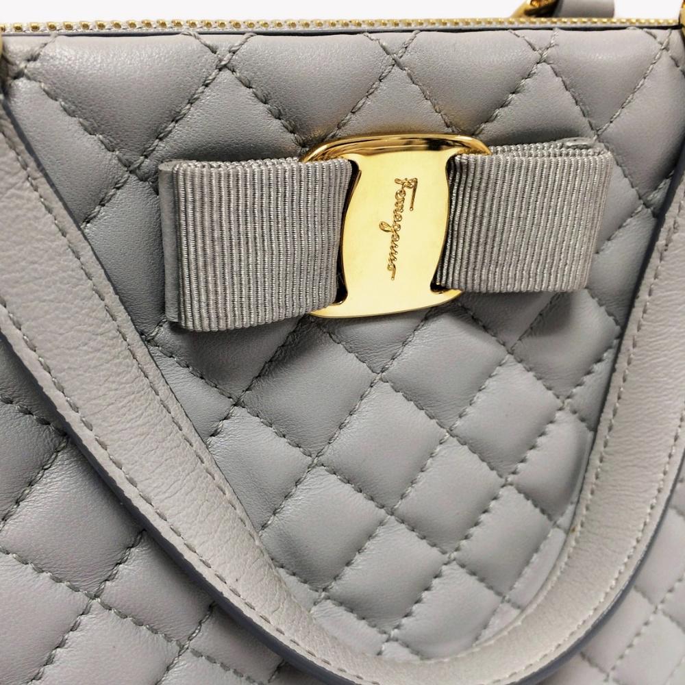 Salvatore Ferragamo Pearl Grey Leather Bag