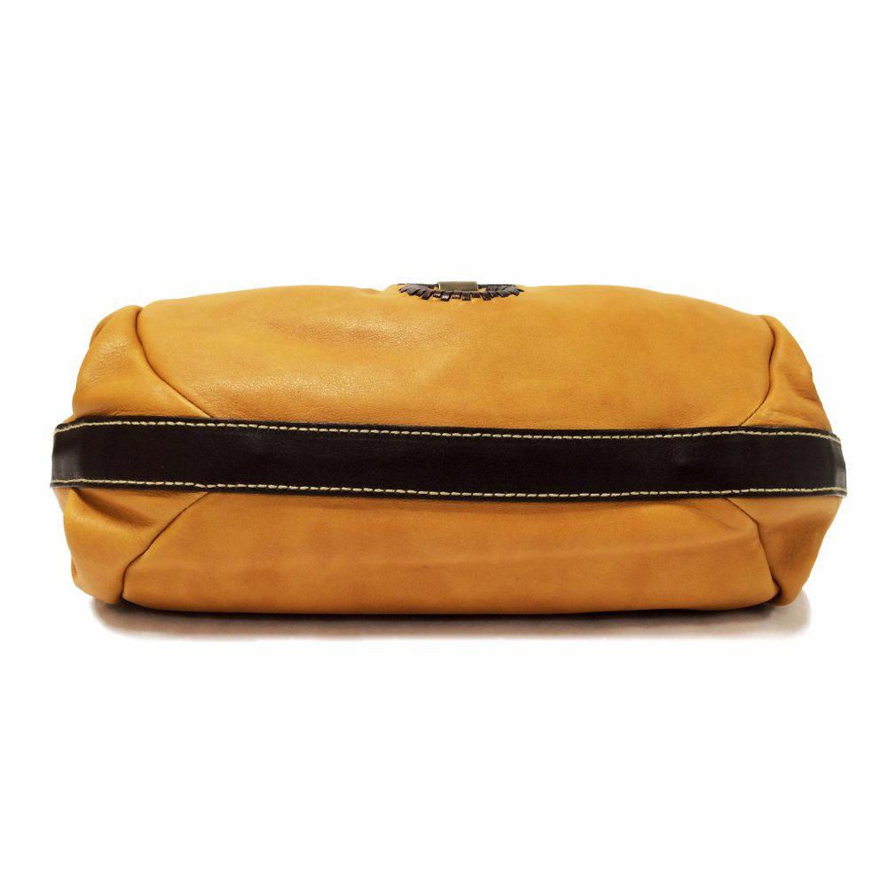 Salvatore Ferrgamo Whip Stitched Tan Leather Satchel