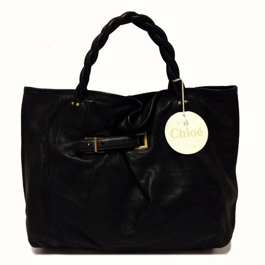 Chloe Amy Pleated Black Leather Tote