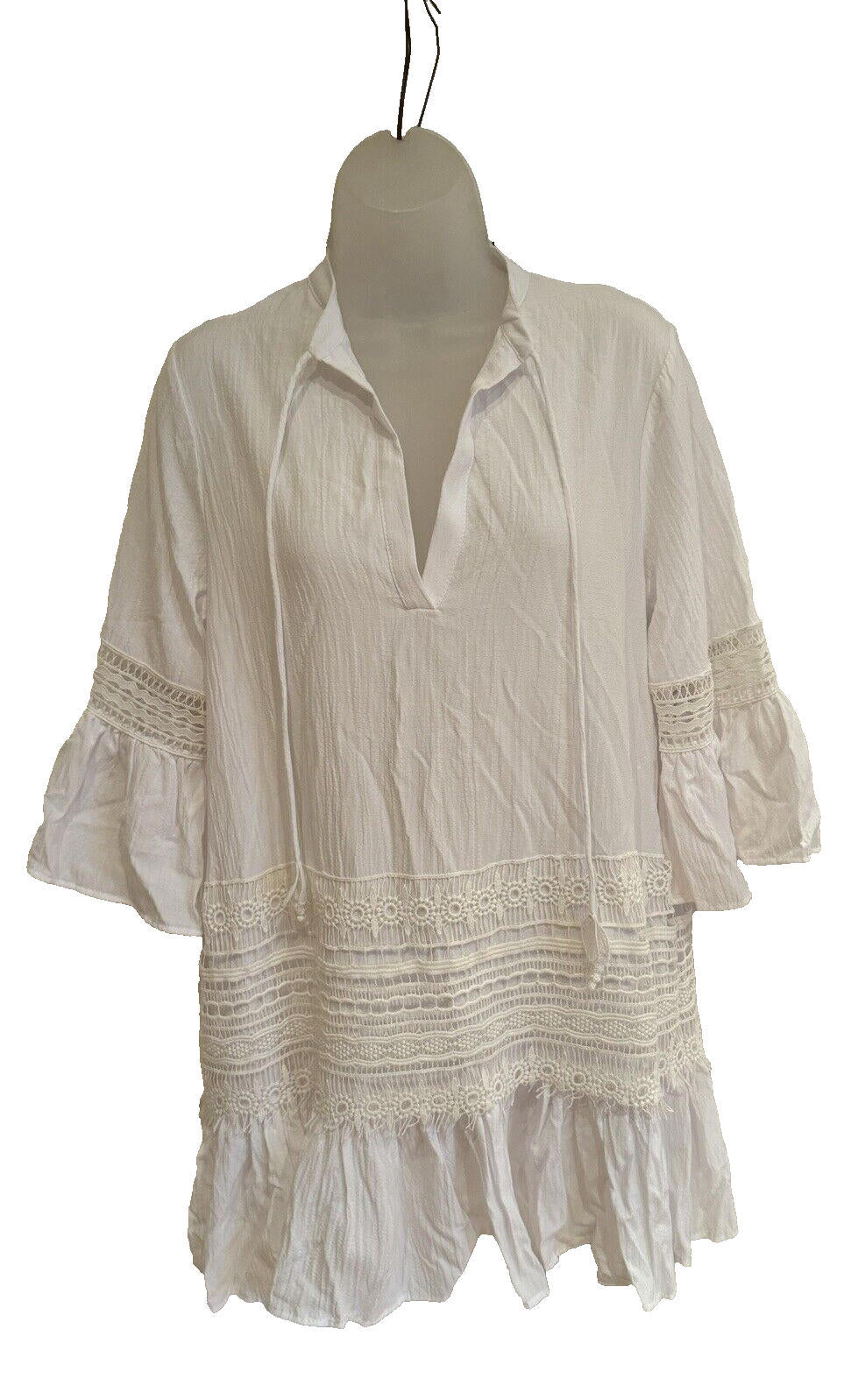 White Lace Beach Cover For Women Pool Cover S-M Loose Comfy Flowy