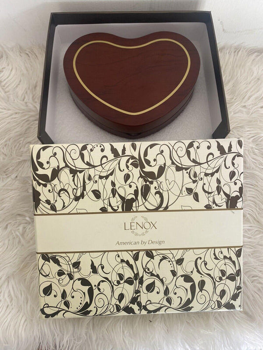 Lenox Heart Shape Wood Jewelry Box 7.5 X 6”  NEW