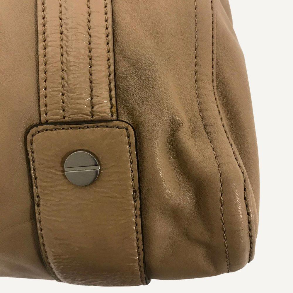 B. Makowsky Taupe Leather Satchel Bag