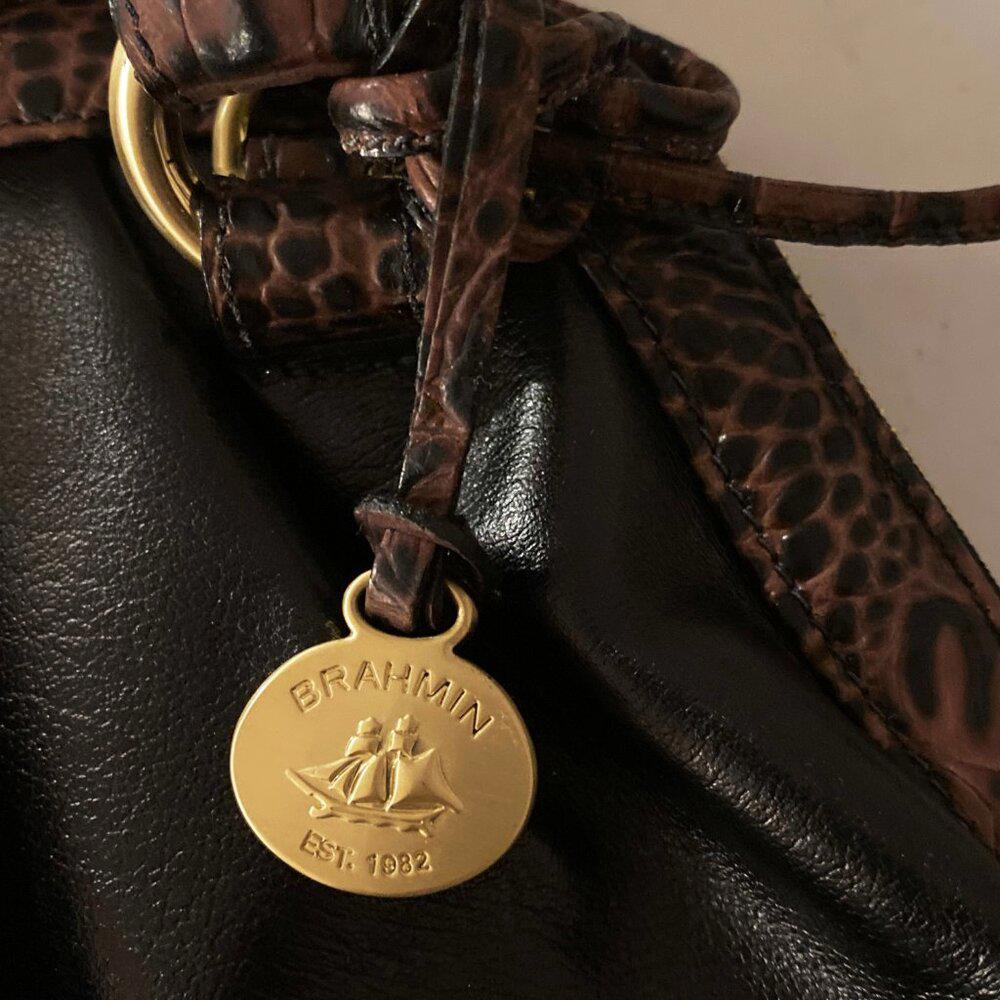 Brahmin Sara Rose Black Tuscan Leather Satchel Bag