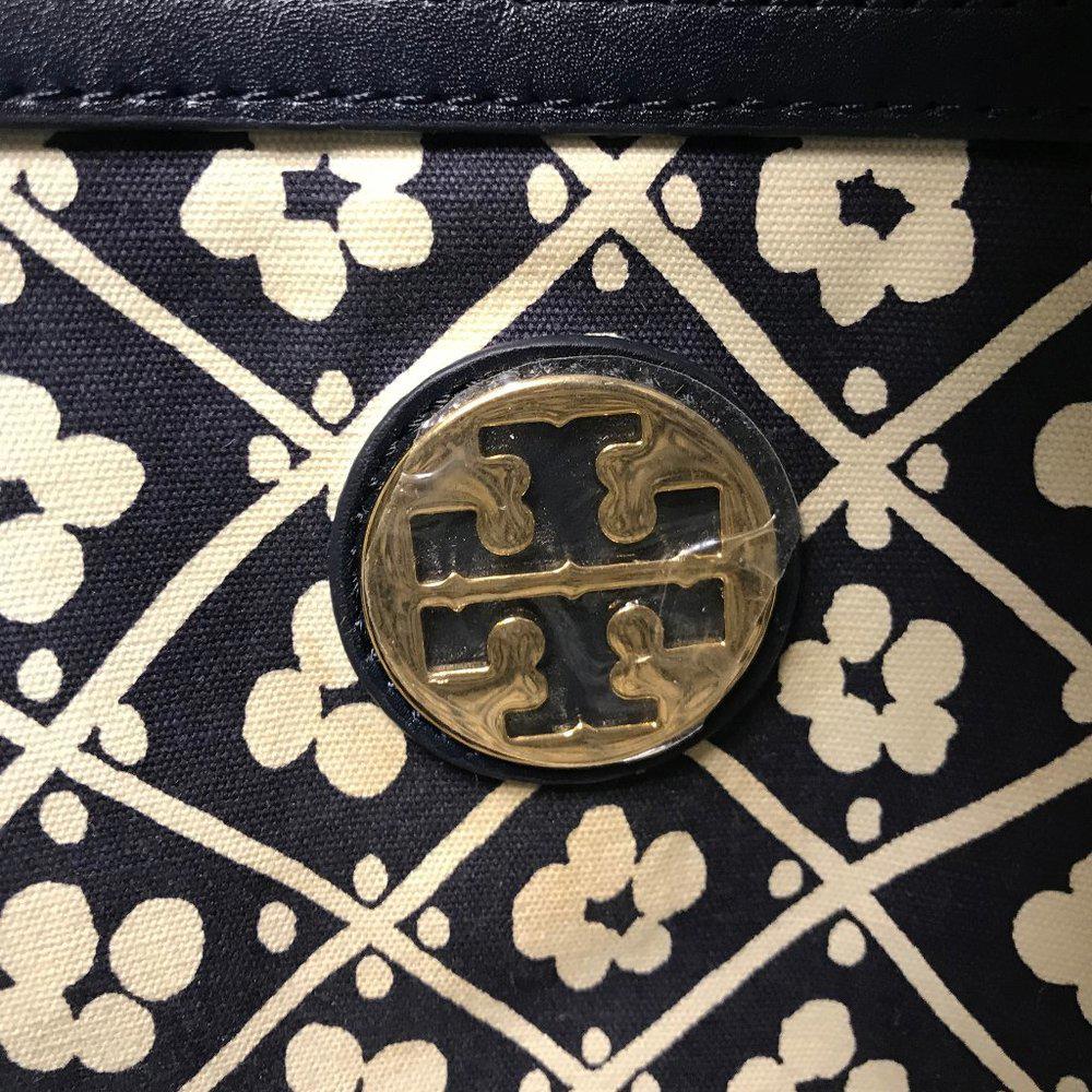 Tory Burch Normandy Blue Stacked Logo Tote