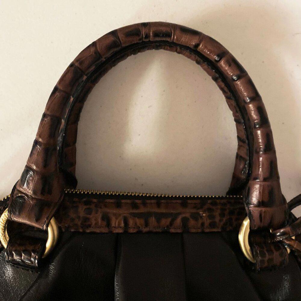 Brahmin Sara Rose Black Tuscan Leather Satchel Bag