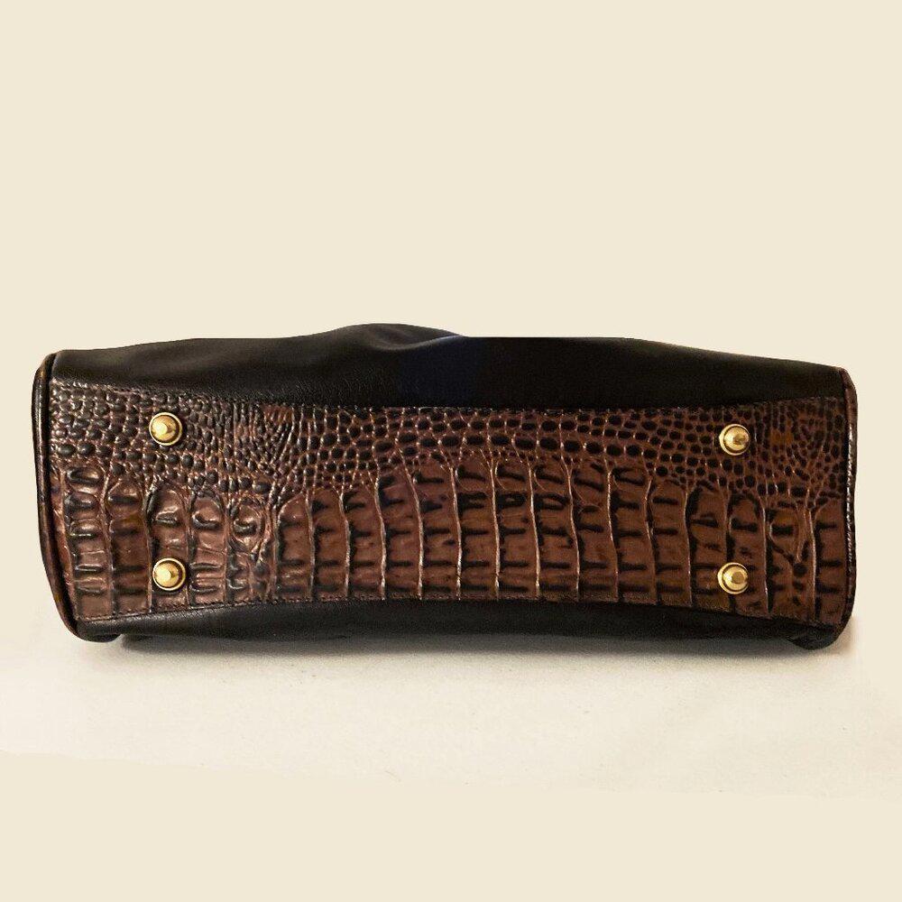 Brahmin Sara Rose Black Tuscan Leather Satchel Bag