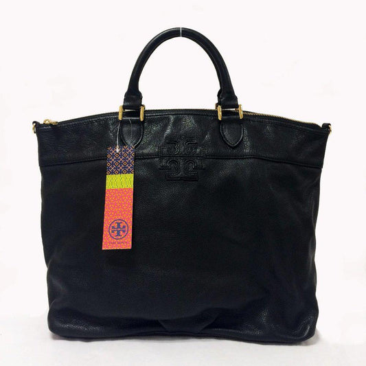 Tory Burch Stacked Double -T Black Leather Bag