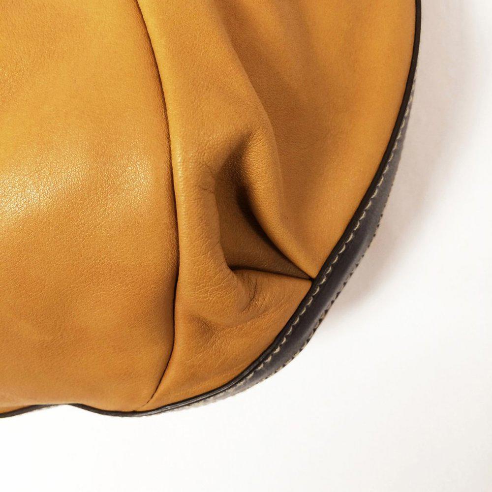 Salvatore Ferrgamo Whip Stitched Tan Leather Satchel