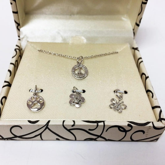 Sterling Silver Necklace  and Charm Set