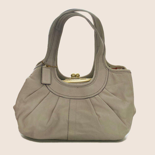 COACH 12248 Ergo Pleated Leather Ecru Ivory Shoulder Bag