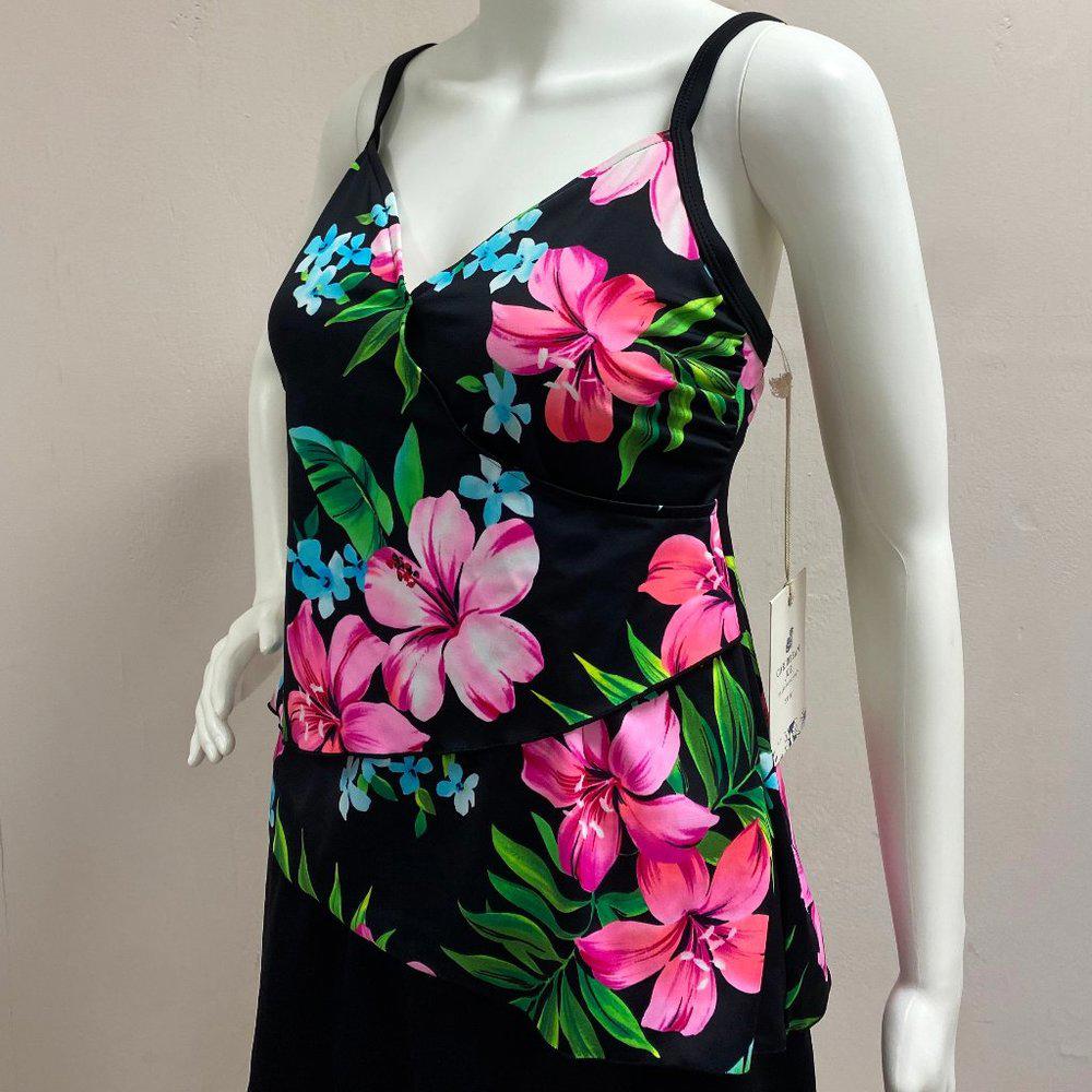Caribbean Joe Island Supply Co. Floral Swim Top