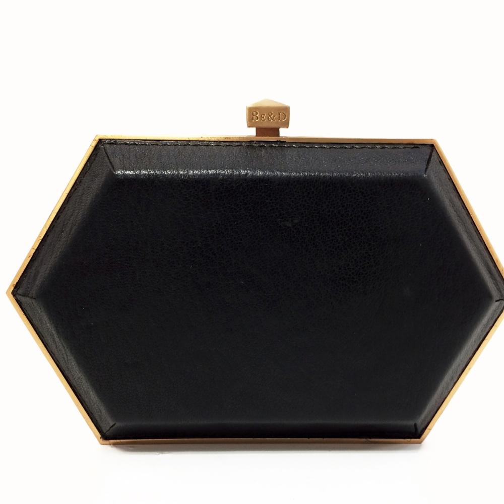 Be & D Snake Embossed Leather Clutch