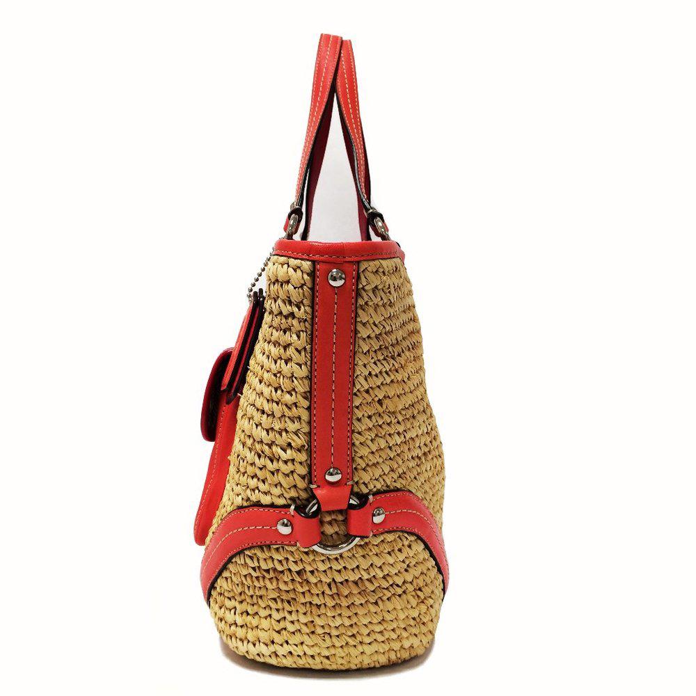 COACH 22904 Woven Straw Pocket Tote