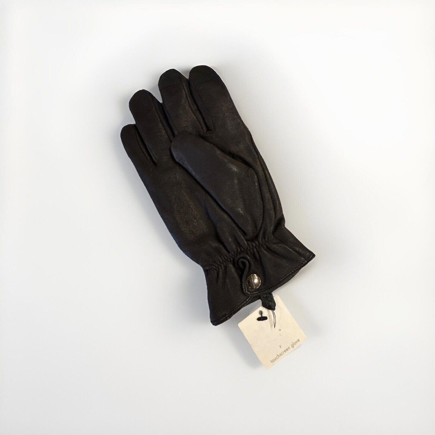 Calvin Klein Women Leather Touchscreen Gloves Black Size L