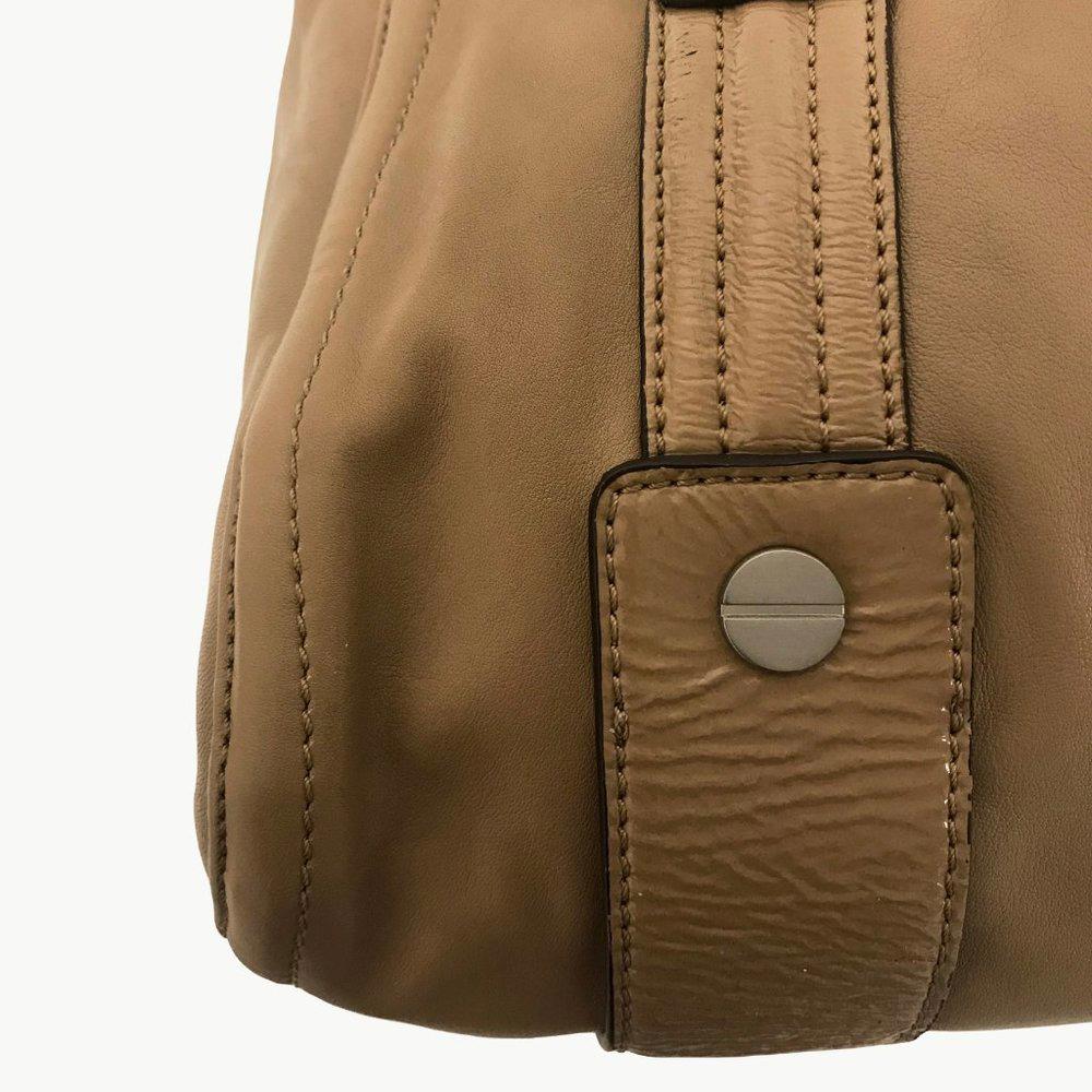 B. Makowsky Taupe Leather Satchel Bag