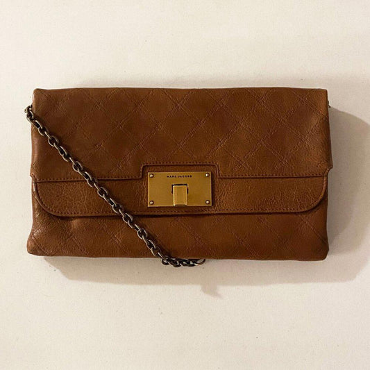 Marc Jacobs Quilted Brown Envelope Clutch Bag