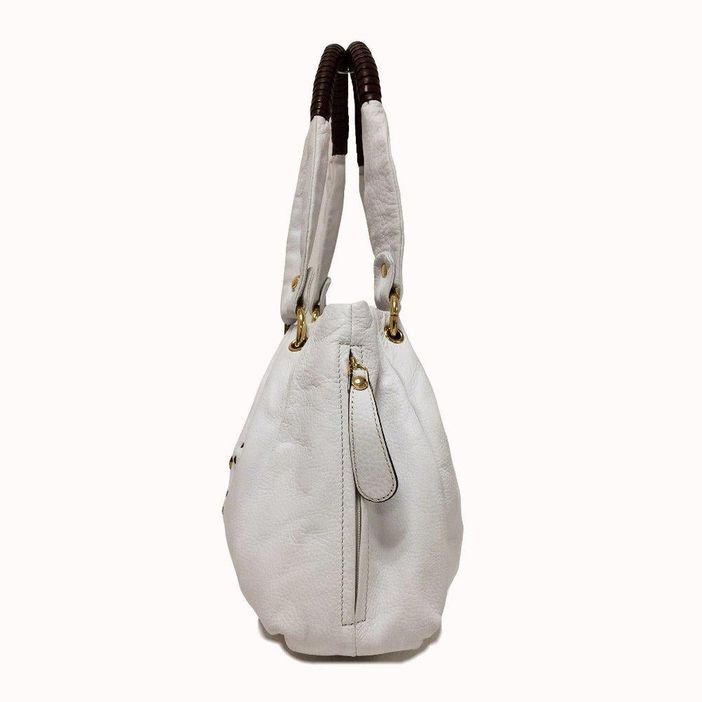 B.Makowsky Victoria White Leather Bag